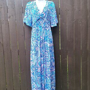 Lilly Pulitzer MINKA Maxi Dress 2  Blue Grotto Commotion Pink Label